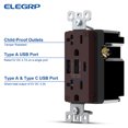 thumbnail image 2 of 30W 20A 3-Port Type C and Dual Type A USB Duplex USB Wall Outlet, Wall Plate Included, Brown (2-Pack), 2 of 8