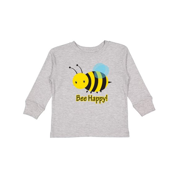 Inktastic Bee Happy Boys or Girls Long Sleeve Toddler T-Shirt