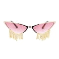 thumbnail image 2 of Womens Luxury Rhinstone Tassel Diva Metal Rim Cat Eye Sunglasses Gold - Pink, 2 of 4