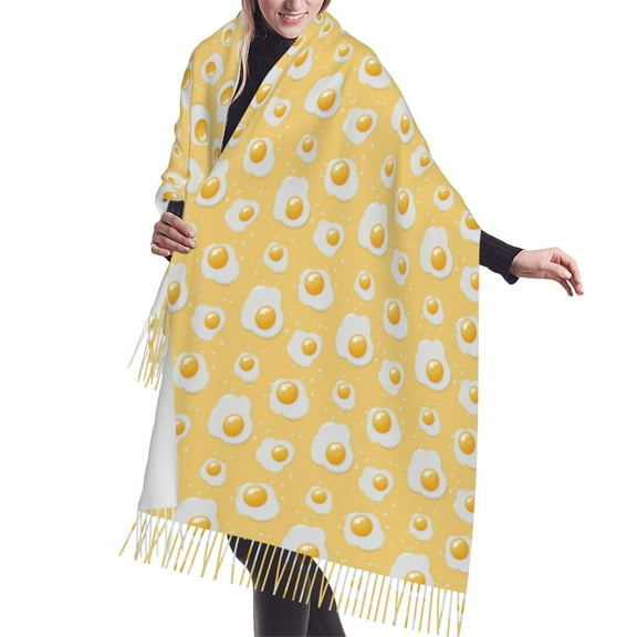 Shawl Wraps for Women - Cute Fried Egg Yellow Oversized Fall Winter Fashion Blanket Scarf for Women
