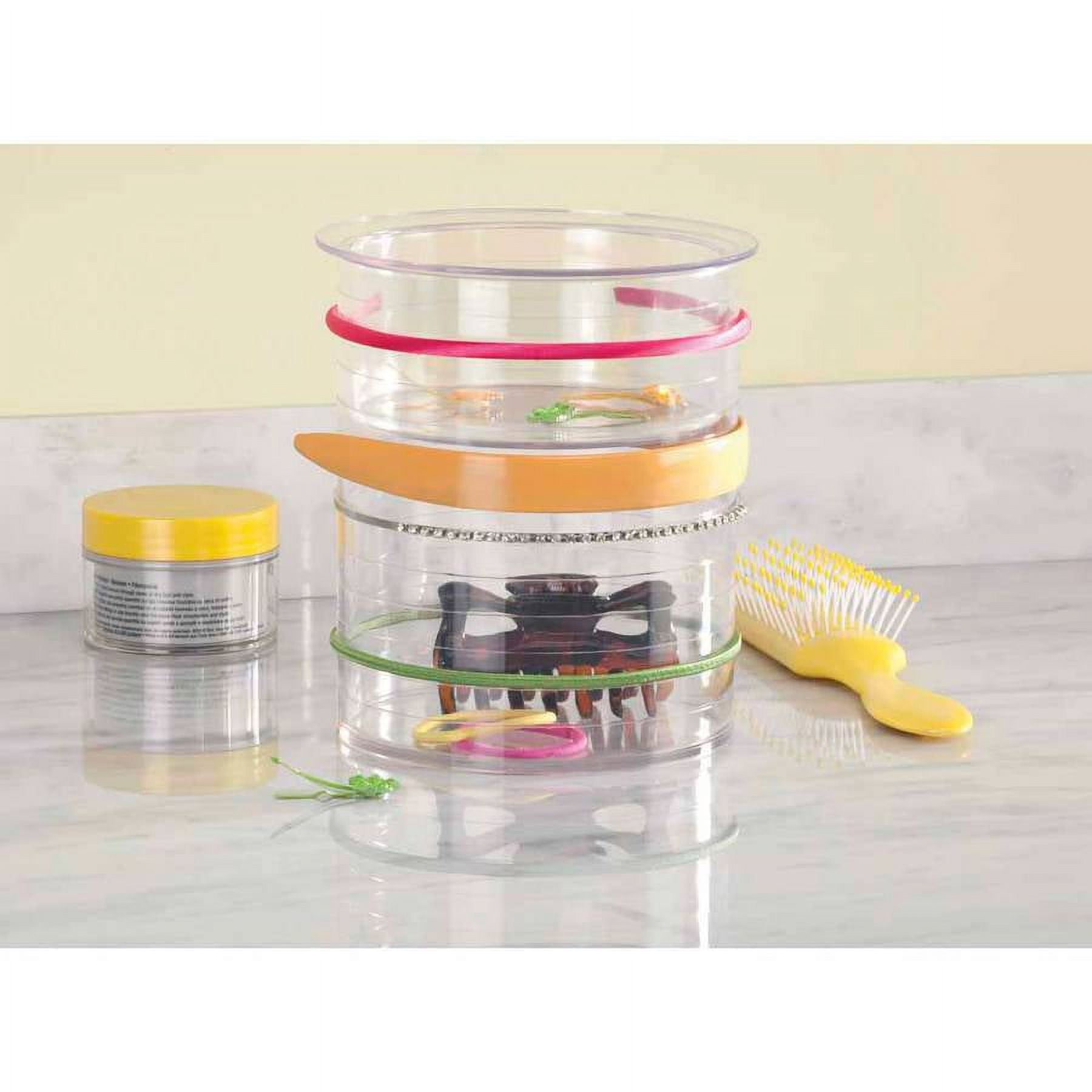 iDesign Hair Tool Organizer Canister for Headbands, Hair Ties and More, The Clarity Collection 6 x 6 x 7 , Clear Accessory Holder