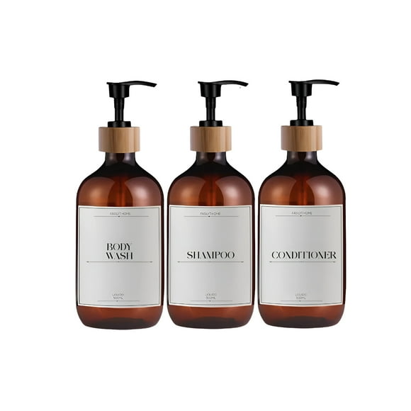 Juego De Baño Xtellar3 Dispensadores Jabon Shampoo Color Ambar