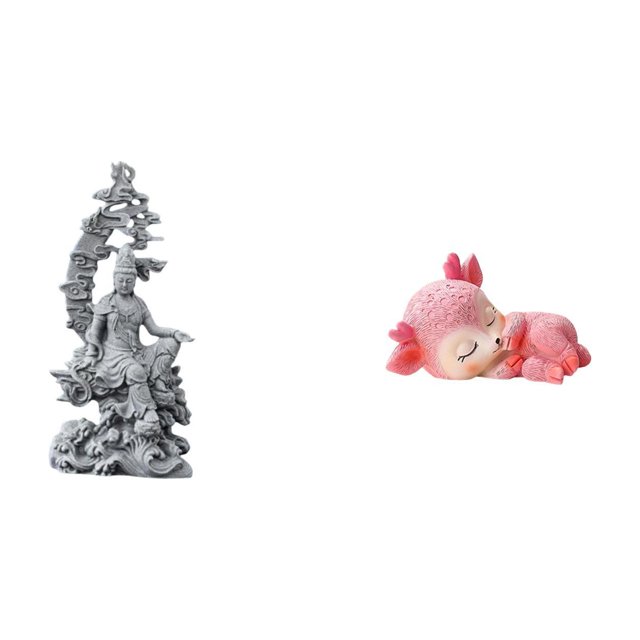 Figura de resina de Guan Yin, ciervo, Feng Shui, artesanía budista para oficina, dormitorio, sala de estar, cocina, comedor, decoración fina