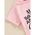 thumbnail image 6 of Bagilaanoe 3Pcs Newborn Baby Girl Short Pants Set Short Sleeve Letter T-Shirts Tops + Shorts + Headband 3M 6M 12M 18M Infant Casual Summer Outfits, 6 of 8