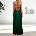 thumbnail image 6 of DGMIOCS Women's Backless Sleeveless Maxi Dress Oversized Duster Coat Style Long Dress with Spaghetti Straps for Everyday Versatile Wardrobe Dark Green L, 6 of 7