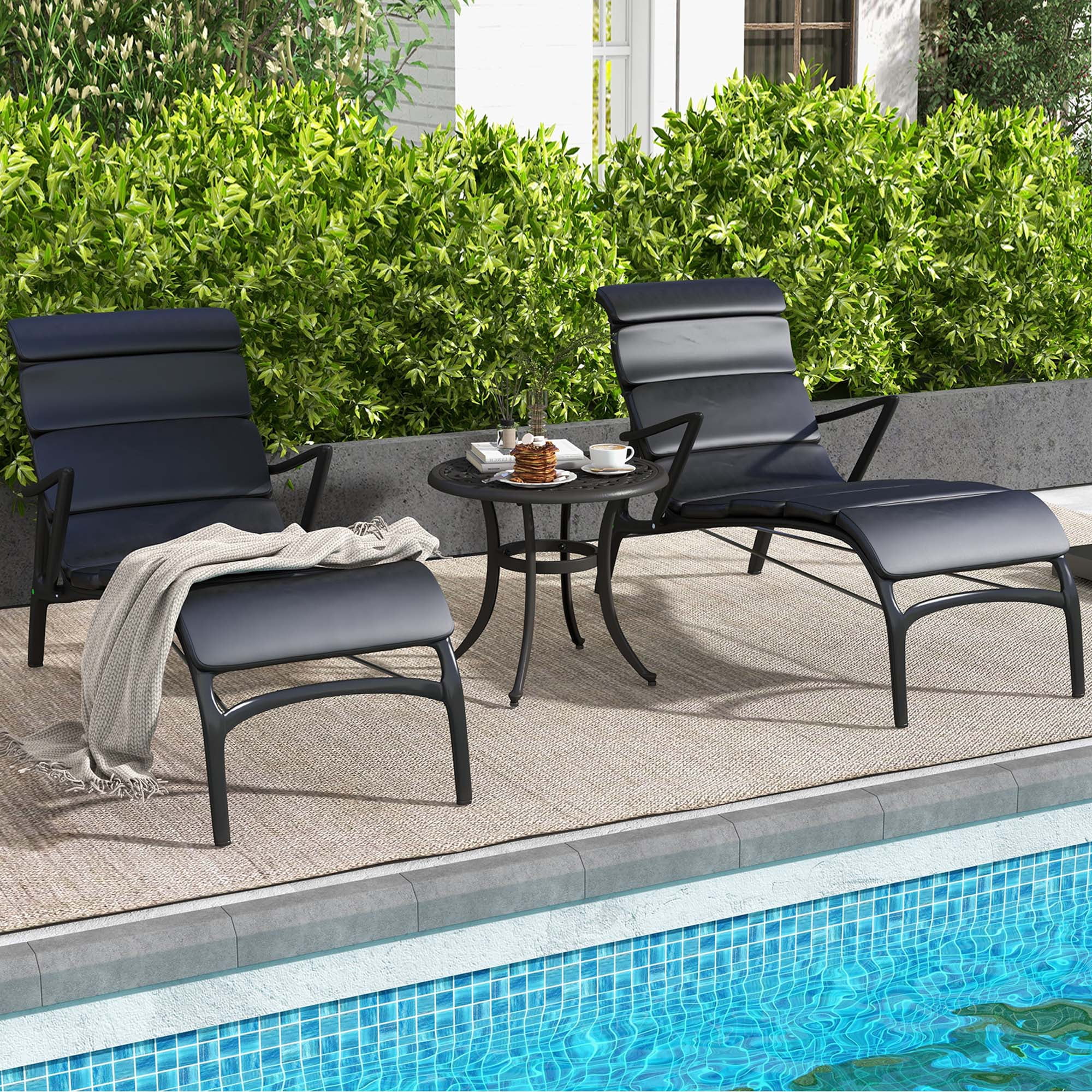 Costway 24" Patio Side Table with Adjustable Footpads Round Cast Aluminum End Table