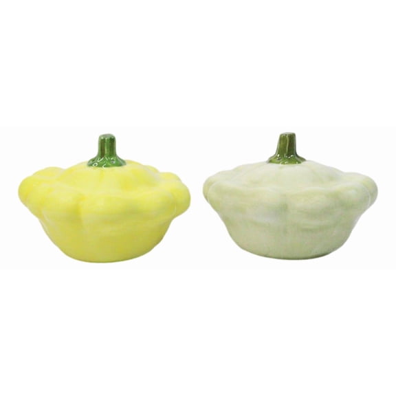 Ceramic Autumn Festive Yellow And Green Squash Salt And Pepper Shakers Set