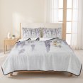 thumbnail image 3 of Queen Quilt Set 90''x96'', Purple Spring Floral Lightweight Bedspread Coverlet Set with 2 Pillow Shams, Summer Botanical Weeping Vintage Breathable All Season Quilt Bedding for Bedroom/Guest Room, 3 of 9