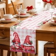 thumbnail image 5 of Red Gnomes Table Runner - 120 Inch Long Valentine Roses Love Leaves Pink Plaid Cotton and Linen Blended Dress Scarves Farmhouse Table Runner for Kitchen Dining, Coffee Table, 13" x 120", 5 of 8