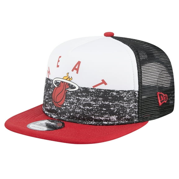 Men's New Era Black Miami Heat Arch A-Frame Trucker 9FIFTY Snapback-Hat