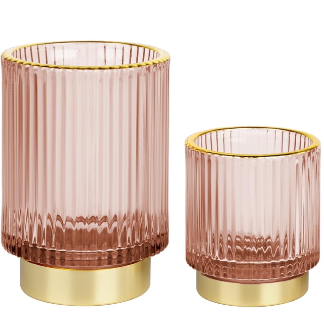 Soporte organizador para brochas de maquillaje FullMeet Crystal Glass Pink