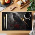 thumbnail image 2 of Halloween Placemats Set of 4, Horror Black Crow Scary Red Rose Branches Washable Wipeable Table Mats for Dining Tables, Indoor Outdoor Kitchen Place Mats for Holiday Party Table Decor, 2 of 9