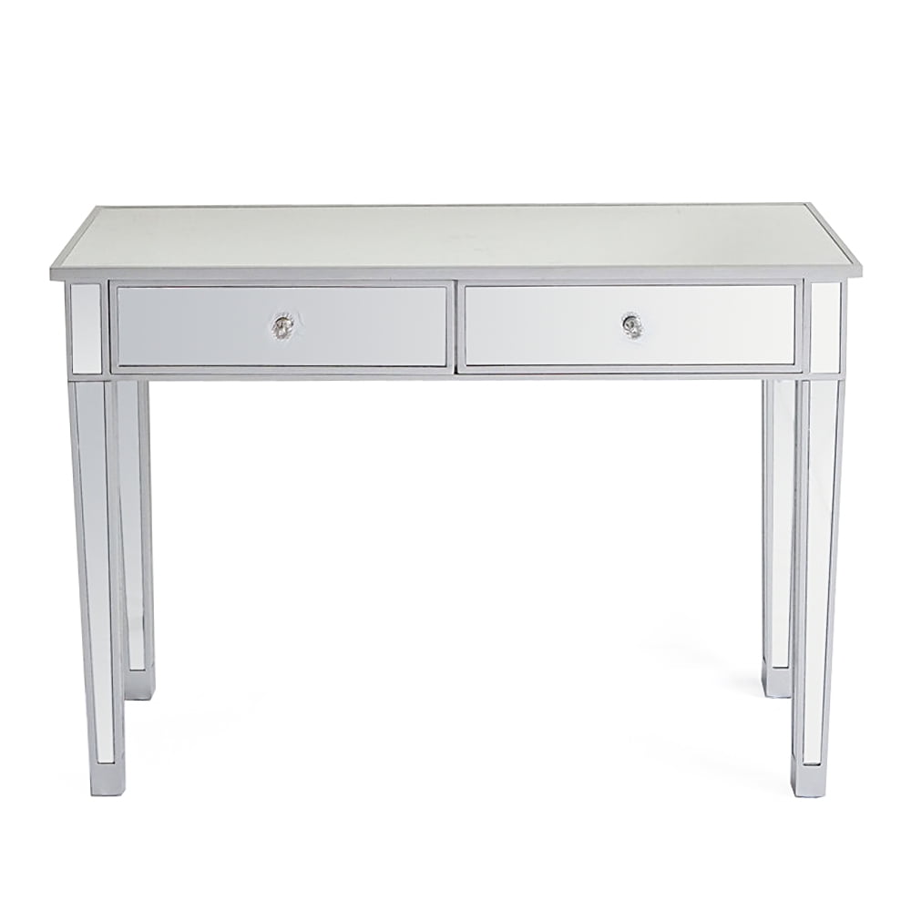 Glass Mirrored Makeup Table with 2 Drawers for Bedroom
