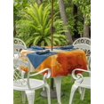 thumbnail image 3 of Outdoor Tablecloth with Umbrella Hole for Patio/Picnic/Party/Camping, Burnt Orange Ombre Clouds Waterproof Table Cloth Round Cover Washable, Modern Abstract Gradient Cloud (Dia 60"), 3 of 8