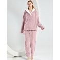 thumbnail image 1 of Pijama de mujer independiente de invierno con cuello en V y manga larga engrosada, 1 of 6
