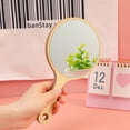 thumbnail image 3 of YAOMOBB Small Mirror Creative Makeup Mirror Compact Wooden Handle Design, 3 of 6