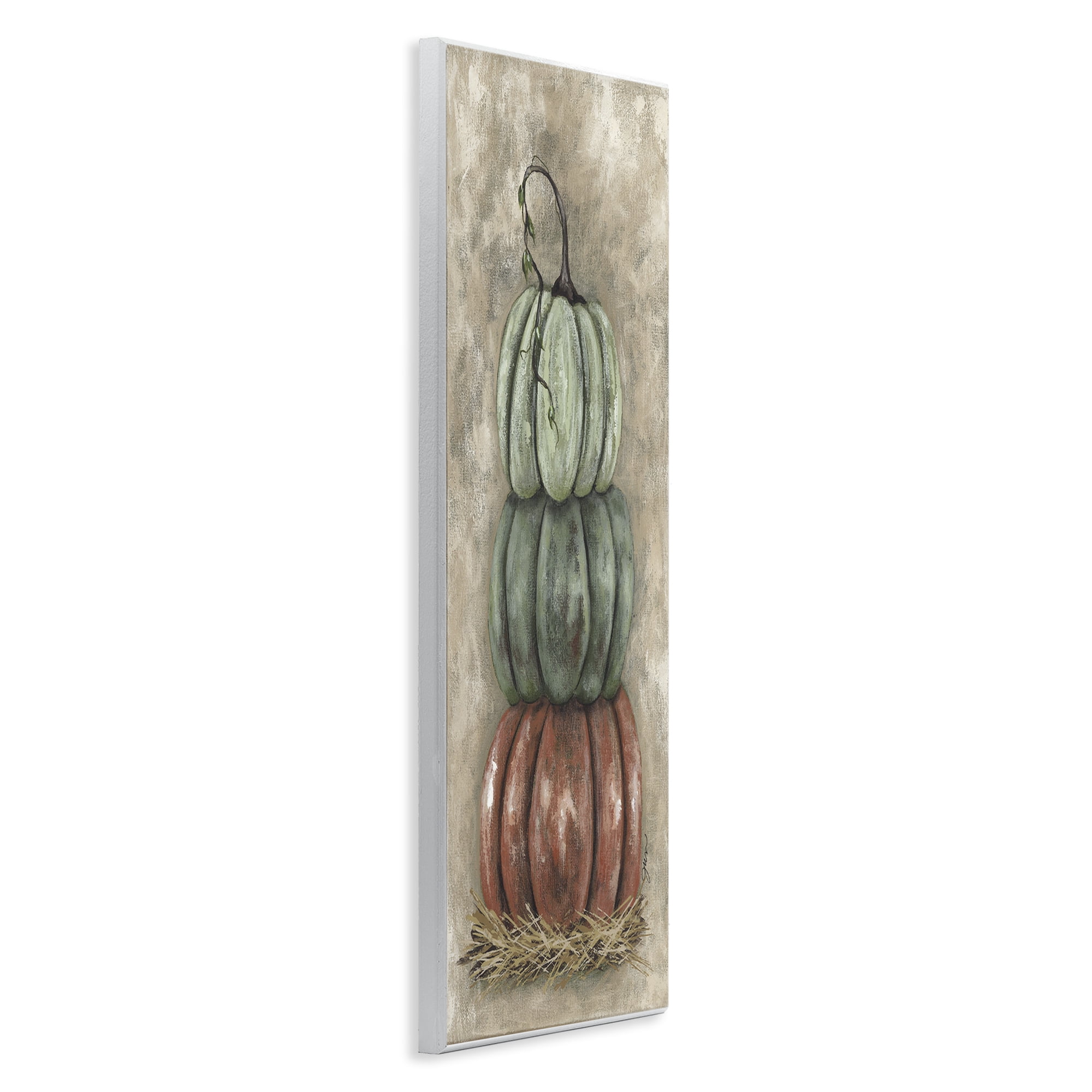 Stupell Industries Stacked Rustic Pumpkins Botanical & Floral Painting Unframed Art Print Wall Art, 7 x 17