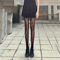 thumbnail image 5 of Medias de jacquard con estrella de luna negra para mujer Medias de malla transparente Fishent, 5 of 5