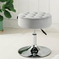 thumbnail image 5 of Furniliving Modern Adjustable Vanity Stool, Swivel Makeup Chairs, Velvet Round Ottoman, Light Grey, 5 of 13