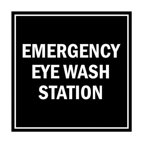 Square Emergency Eye Wash Station Sign (Black) - Medium
