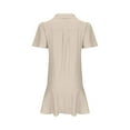 thumbnail image 4 of ZZwxWA Womens Summer Fashion T-Shirt Dress Casual Half Open Shirt Hem Ruffle Button Solid Color Dress Loose Pleated Mini Dresses, 4 of 6