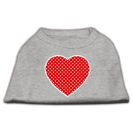 Pet Dog Cat Shirt Screen Printed, "Swiss Dots Red Heart"