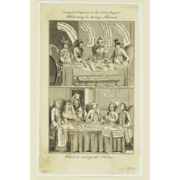 Print: What May Be Doing Abroad - What Is Doing At Home, 1769