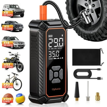 Ophanie Cordless Tire Inflator Portable Air Compressor, 160PSI, 6000mAh Long Range Battery, Air Pump for Car Tires, Bike, Motorcycle, Electric Pump with LED Light & Digital Pressure Gauge