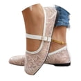 thumbnail image 3 of Women's Elegant Square Toe Embroidered Strappy Flat Pumps Single Ankle Strap Soft Sole Lightweight Breathable Non Slip Comfortable Casual Shoes For Everyday Wear Gold 40, 3 of 7