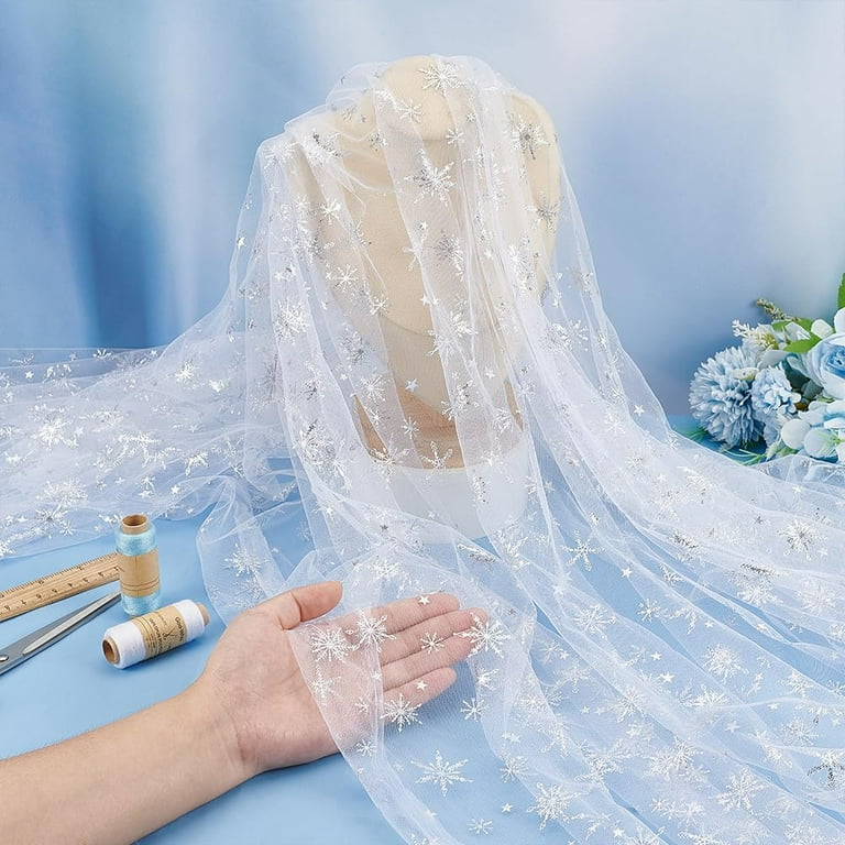 BENECREAT 100x176cm Tissu Tulle Flocon De Neige Tissu Organza