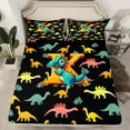 thumbnail image 2 of Manfei Personalized Gifts Twin Sheet Sets,Latter K Twin Fitted Sheet,Blue Yellow Dinosaur Flat Sheet,Lightweight Room Decoration,3-Piece, 2 of 7