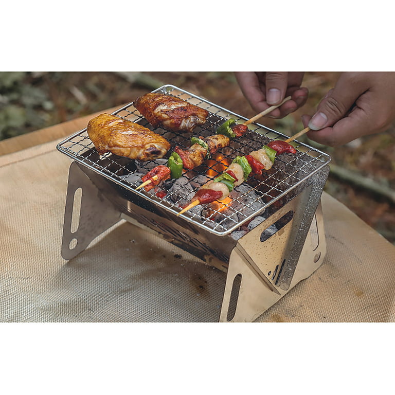 SDJMa Small Charcoal Grills, Personal Mini Grill Portable BBQ Grill  Lightweight Folding Travel Grill for Indoor Outdoor Cooking Barbecue  Camping Picnic Patio Backyard 