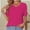 Hot Pink, variant on Women's V Neck T Shirts Casual Rolled Short Sleeve Side Split Summer Tops Loose Fit