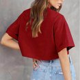 thumbnail image 5 of Kovlvoll Crop Tops for Women Crewneck Short Sleeve T-Shirts Loose Casual Summer Solid Color Cropped Top, 5 of 7