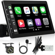 PODOFO 10.1 Inch Car Stereo Single Din Adjustable Removable Carplay Android Auto Car Radio Bluetooth FM Car Audio Support SWC DVR Mirror Link