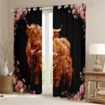 thumbnail image 2 of jejeloiu Farm Animal Cattle Curtains Pack of 2 (42x84 Each),Kawaii Highland Cow Curtains Blackout,Rustic Flowers Blossom Bedroom Curtains For Girls Kids,Microfiber Bedroom Decor, 2 of 6