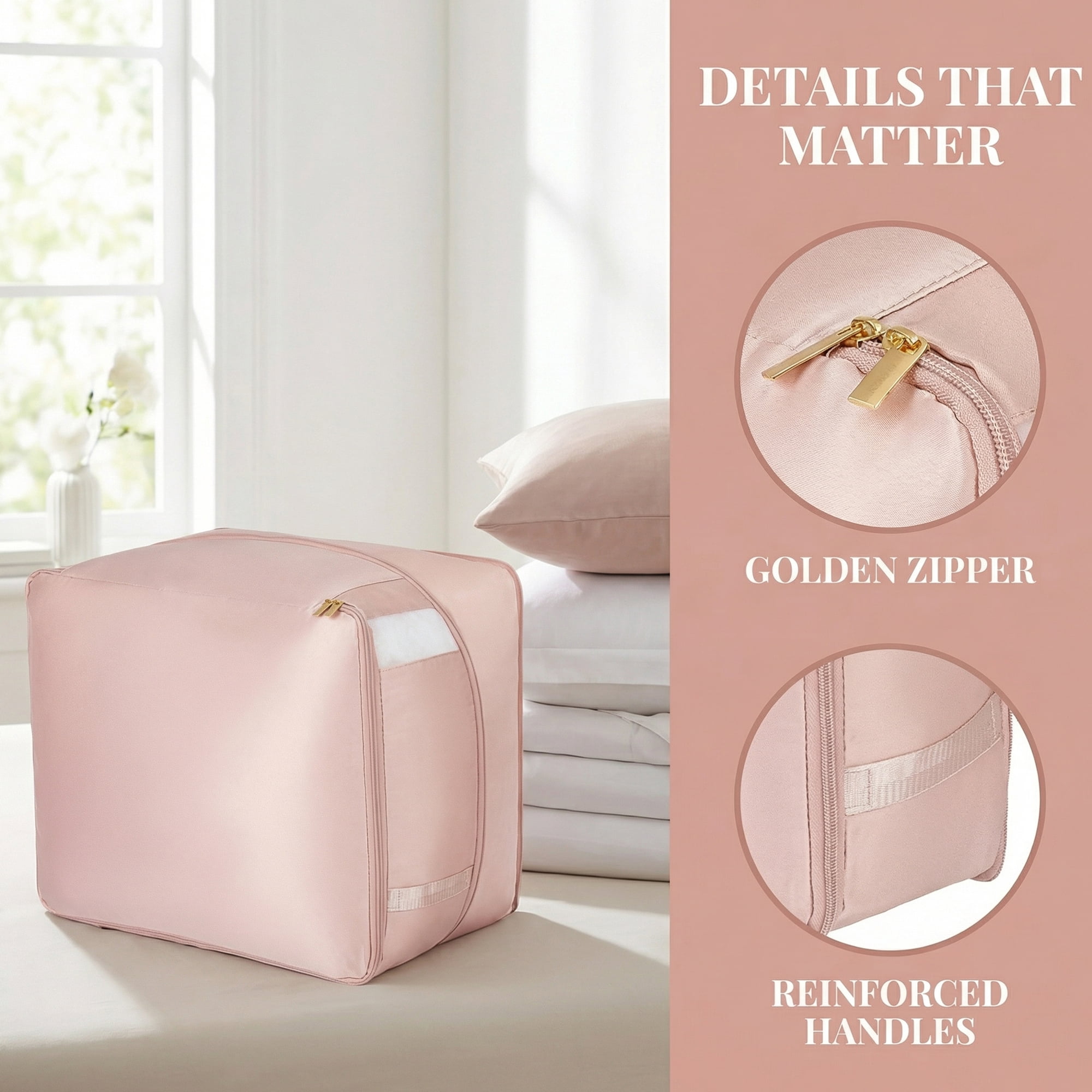 Unique Bargains Storage Bag for Organizing Closet with Handles Pink 20.5"x16.5"x11.8"
