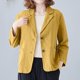 thumbnail image 4 of ICHUANYI Clearance Women's Fashion Color Casua Long Sleeve Suit Jacket Button Cotton And Linen Tops Pockets Blouse(Yellow, XL) ICHUANYI WER2023081202355, 4 of 5