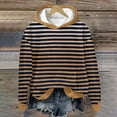 thumbnail image 2 of XFLWAM Womens Oversized Hoodies Pullover Striped Printing Sweatshirts Fall Long Sleeve Tops Trendy Loose Fit Outfits Brown S, 2 of 4