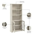 thumbnail image 3 of Lennox 5 Shelf Bookcase with Glass Doors in Linen White Oak - Engineered Wood, 3 of 7