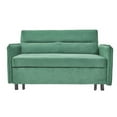 thumbnail image 4 of Convertible Sleeper Sofa Bed, Modern Velvet Sleeper Sofa Couch with 2 Pillows and Pull-Out Bed, 54" Small Love seat Sofa Bed with Reclining Backrest & Side Pocket for Living Room, Green, 4 of 7