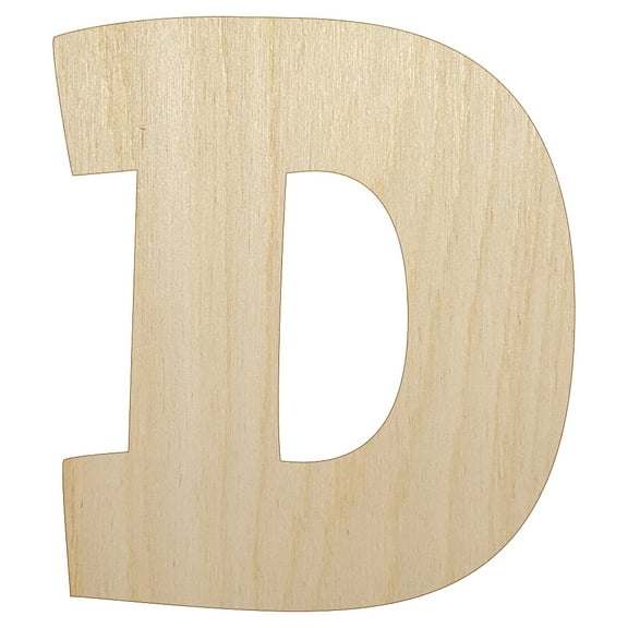 Letter D Uppercase Fun Bold Font Wood Shape Unfinished Piece Cutout Craft DIY Projects - 4.70 Inch Size - 1/8 Inch Thick
