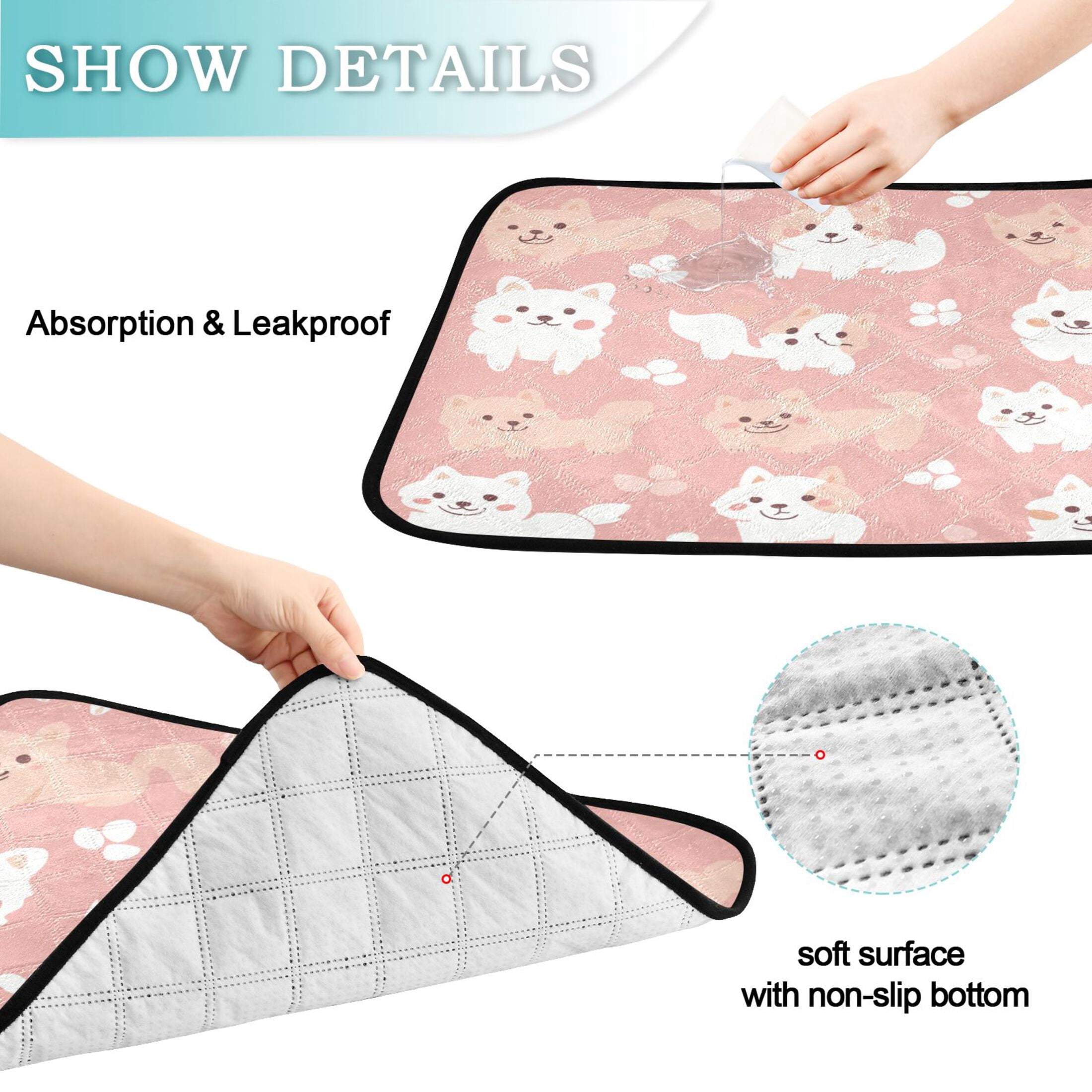Washable Pet Pee Pads with Super Absorbent Reusable Training Pads for Dogs & Cats Cats