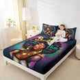 thumbnail image 3 of Castle Fairy Black Woman Graffiti King Sheets 4pcs,Abstract WatercolorBedding,Teal Gold,1 Fitted Sheet, 1 Flat Sheet and 2 Pillowcases, 3 of 6