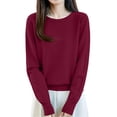 thumbnail image 4 of Lumtrix Knit Sweater for Women Long Sleeve Crew Neck Cute Sweaters Dressy Causal Loose Warm Soft Cozy Hollow Tunic Fall Winter Crochet Pullover Wine 2XL, 4 of 6