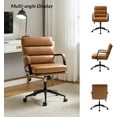 thumbnail image 5 of Faux Leather Home Office Chair, Swivel Task Desk Chair with Padded Cushion  Camel, 5 of 9