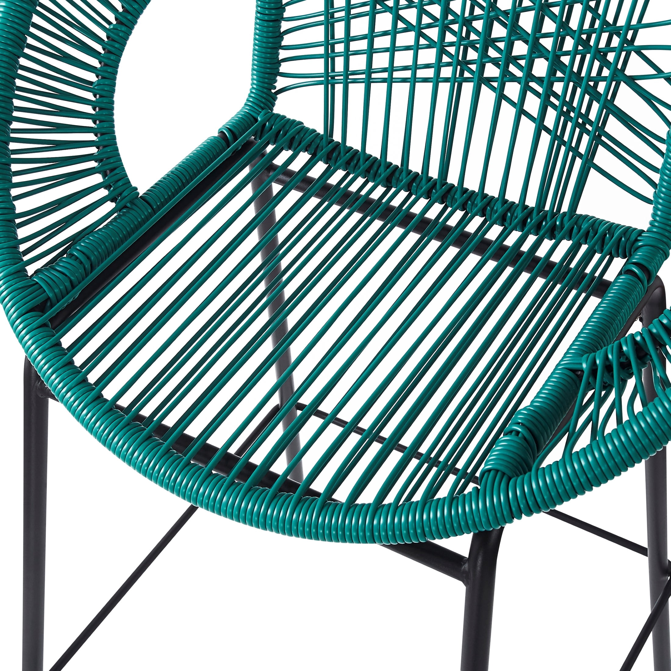 Christopher Knight Home Modern 28.5" Outdoor Faux Wicker Bar Stools, Metal Frame, Teal, Set of 2
