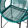 thumbnail image 4 of Christopher Knight Home Modern 28.5" Outdoor Faux Wicker Bar Stools, Metal Frame, Teal, Set of 2, 4 of 9