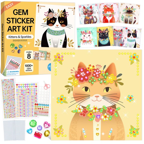 Adhesivo Art Craft Kit Fortand Gem con 8 diseños de gatitos