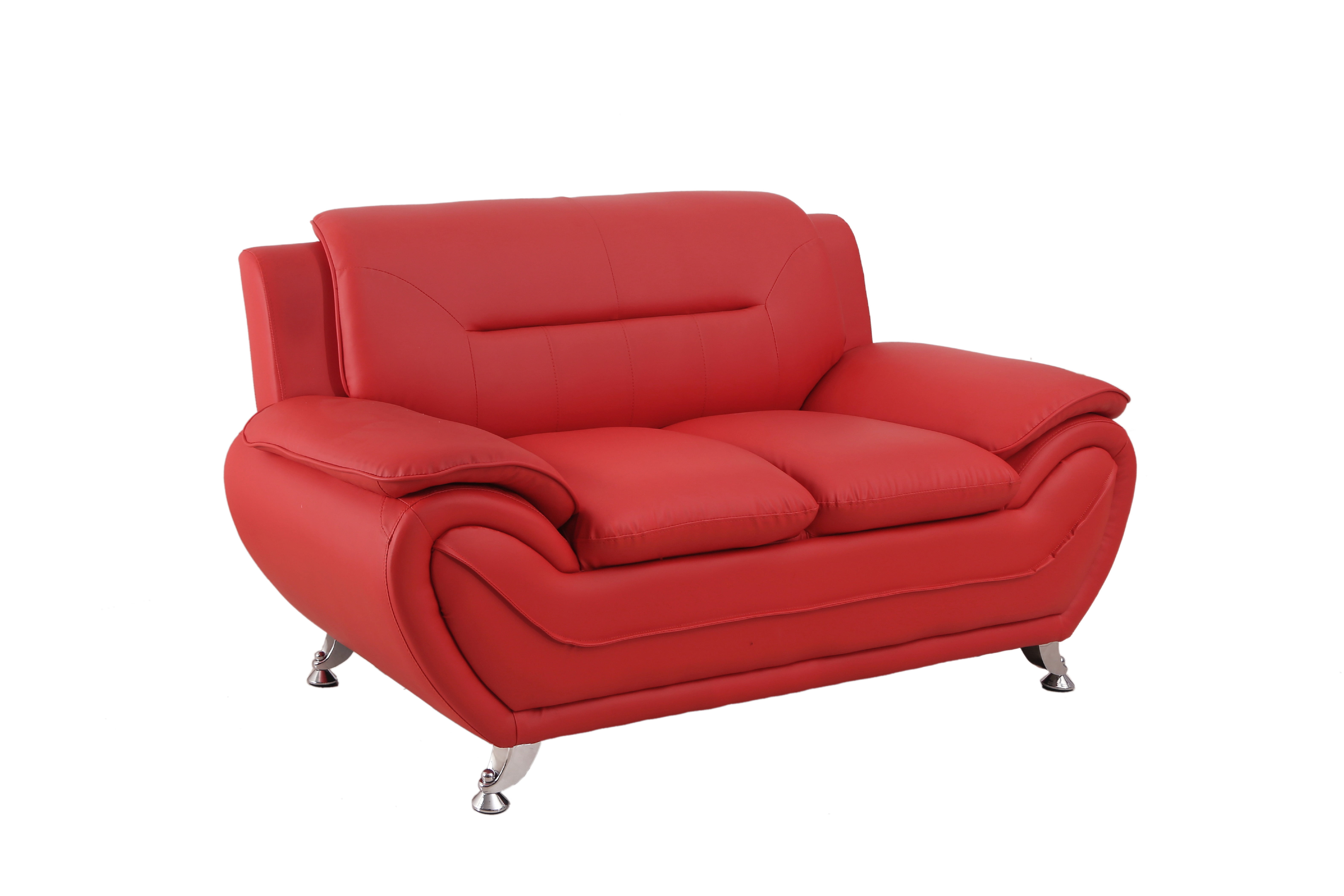 Uspridefurniture Sanuel Faux Leather 2Pcs Living Room Sets, Red
